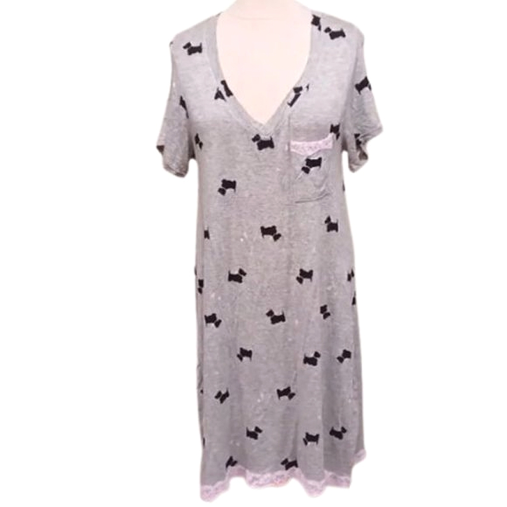 Laura Ashley Scottie Dog V Neck Sleep Shirt- Sz. Med